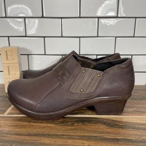 Abeo Carina Womens Sz 7 Shoes Brown Leather Slip Resistant Comfort Slip Ons